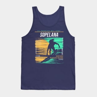 Retro Surfing Sopelana, Spain // Vintage Surfer Beach // Surfer's Paradise Tank Top